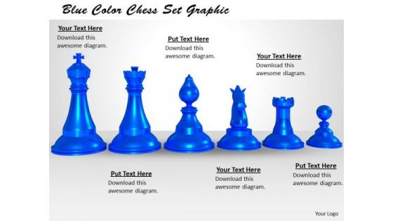 Stock Photo Blue Color Chess Set Graphic PowerPoint Template