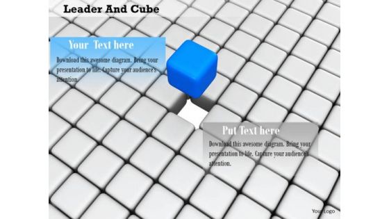 Stock Photo Blue Cube Standing Out PowerPoint Slide