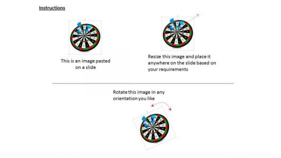Stock Photo Blue Darts Hitting Target Board PowerPoint Slide