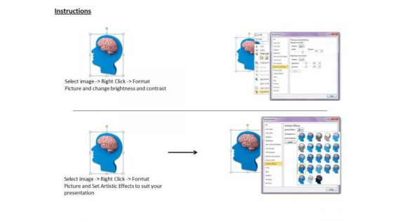 Stock Photo Blue Human Face With Brain PowerPoint Slide