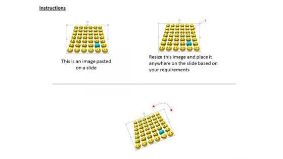 Stock Photo Blue Smiley In Yellow Smiley Background PowerPoint Slide