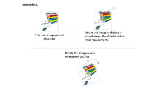 Stock Photo Books Stack With Mouse PowerPoint Slide