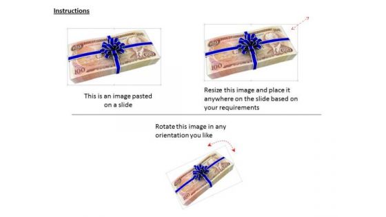Stock Photo Bundle Of 100 Dollars Wrapped In Ribbon PowerPoint Slide