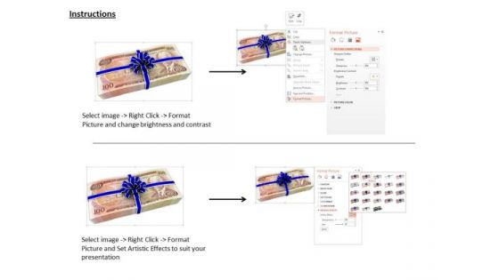 Stock Photo Bundle Of 100 Dollars Wrapped In Ribbon PowerPoint Slide