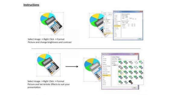 Stock Photo Business Strategy Implementation Make Pie Chart With Calculator Photos
