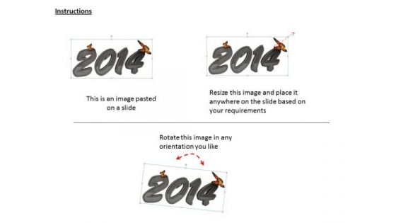 Stock Photo Butterflies On Year 2014 Graphic PowerPoint Slide