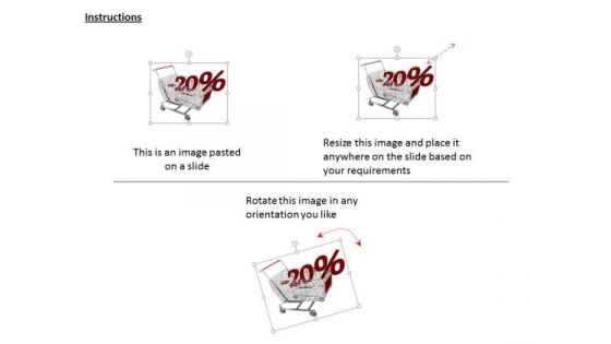 Stock Photo Cart With Twenty Percent Discount PowerPoint Slide