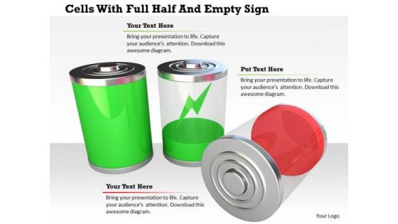 Stock Photo Cells With Full Half And Empty Sign PowerPoint Slide