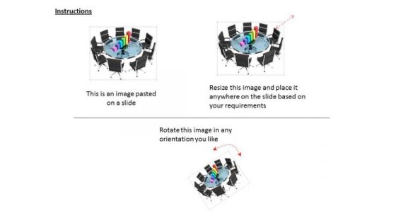 Stock Photo Chairs Around Table With Bar Graph PowerPoint Slide