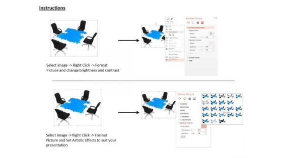 Stock Photo Chairs Around The Table To Show Meeting PowerPoint Slide