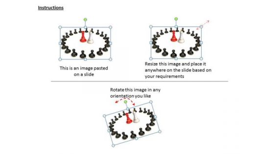 Stock Photo Chess Pawns Around King And Queen PowerPoint Slide