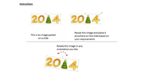 Stock Photo Christmas Tree With 2014 Year Text PowerPoint Slide