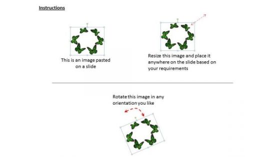 Stock Photo Circle Of Beautiful Green Butterflies PowerPoint Slide