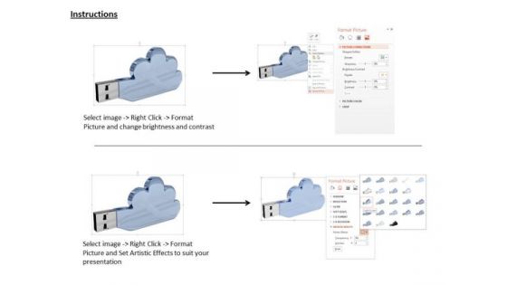 Stock Photo Cloud Shaped Usb Key PowerPoint Slide