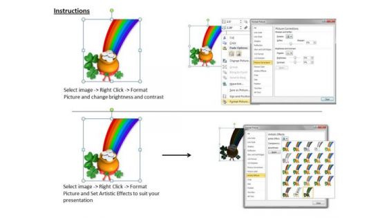 Stock Photo Clover Leaf With Pot And Rainbow PowerPoint Slide