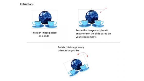 Stock Photo Coffee Cups With Globe PowerPoint Slide