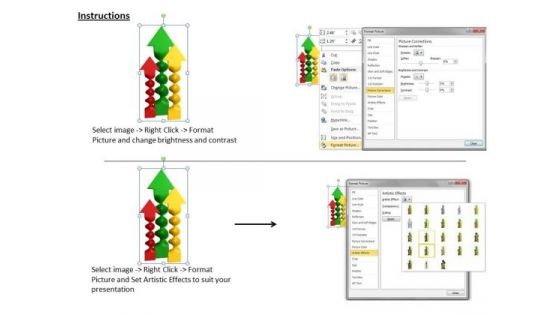Stock Photo Colorful Arrows In Upward Position PowerPoint Slide
