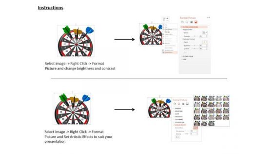 Stock Photo Colorful Darts On Target Board PowerPoint Slide