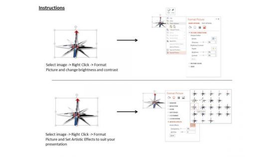 Stock Photo Compass Arrow On Target PowerPoint Slide