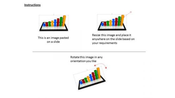 Stock Photo Computer And Bar Graph For Result Analysis PowerPoint Slide