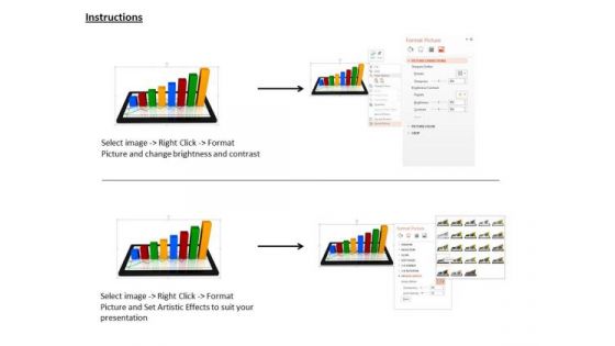 Stock Photo Computer And Bar Graph For Result Analysis PowerPoint Slide