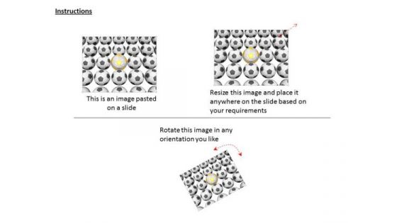 Stock Photo Conceptual Black Soccer Balls With One Yellow Ball PowerPoint Slide