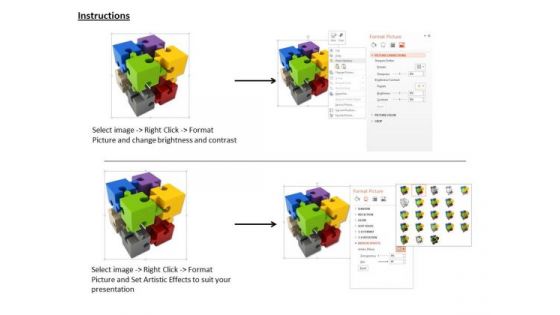 Stock Photo Cubes Of Colorful Puzzle Pieces PowerPoint Slide
