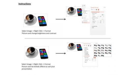 Stock Photo Cup Of Black Coffee With Smartphone PowerPoint Slide