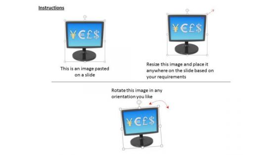 Stock Photo Currencies Symbols On Desktop Screen Finance PowerPoint Slide