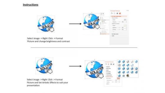Stock Photo Cursor On Solution Word With Globe PowerPoint Slide