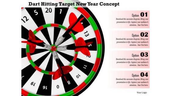 Stock Photo Dart Hitting Target New Year Concept PowerPoint Slide