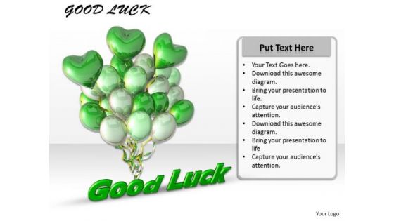 Stock Photo Design Of Balloons With Good Luck Text PowerPoint Slide