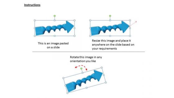 Stock Photo Design Of Blue Glossy Twisted Arrow PowerPoint Slide