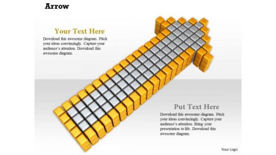 Stock Photo Design Of Silver Arrow With Yellow Border PowerPoint Slide