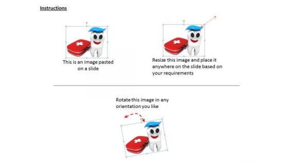 Stock Photo Design Of Tooth With First Aid Box Pwerpoint Slide