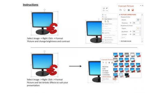 Stock Photo Desktop With Euro Symbol Finance Technology PowerPoint Slide