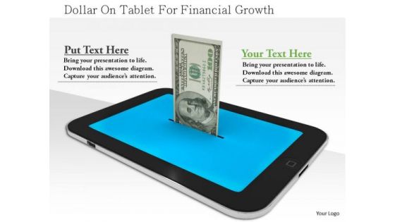 Stock Photo Dollar On Tablet For Financial Growth PowerPoint Slide