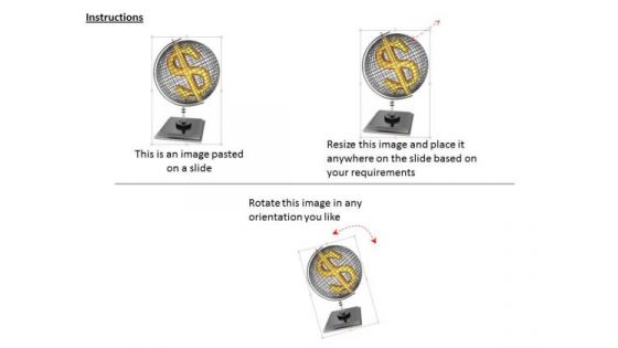Stock Photo Dollar Symbol In Globe Over Stand PowerPoint Slide