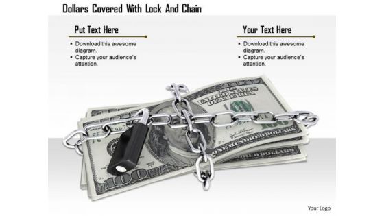 Stock Photo Dollars Covered With Lock And Chain PowerPoint Slide