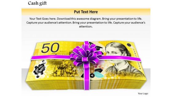 Stock Photo Dollars Wrapped In Ribbon For Gifting PowerPoint Slide