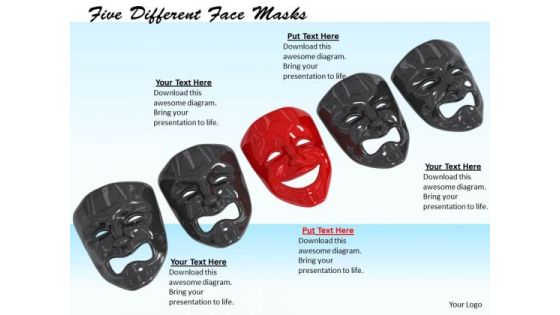 Stock Photo Five Different Face Masks PowerPoint Template