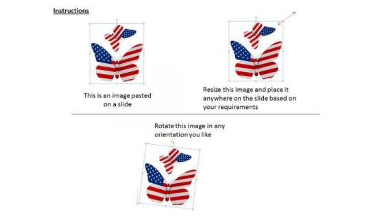 Stock Photo Flag Of America With Butterfly Shape PowerPoint Slide