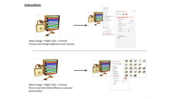Stock Photo Folder With The Lock And Key Business PowerPoint Slide