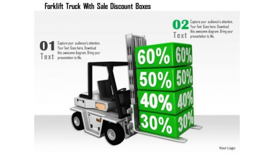 Stock Photo Forklift Truck With Sale Discount Boxes PowerPoint Slide