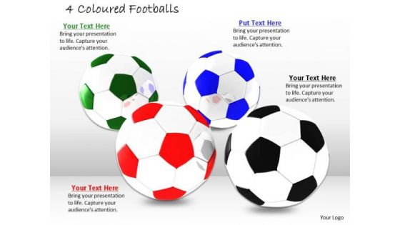 Stock Photo Four Colors Footballs For Game PowerPoint Slide