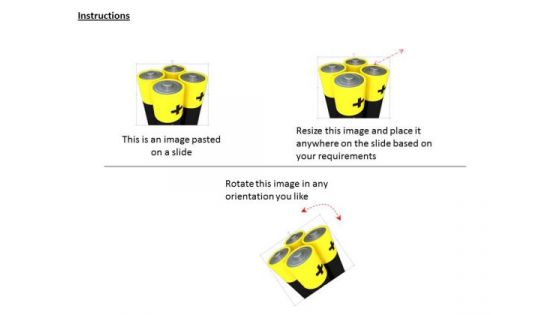 Stock Photo Four Rechargable Cells For Power Back Up PowerPoint Slide