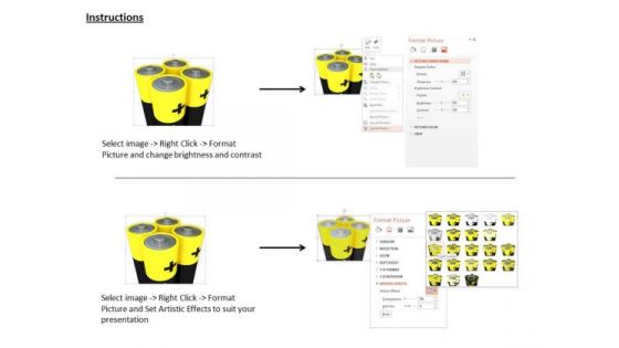Stock Photo Four Rechargable Cells For Power Back Up PowerPoint Slide