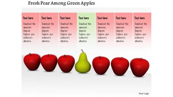 Stock Photo Fresh Pear In Red Apples For Health PowerPoint Slide
