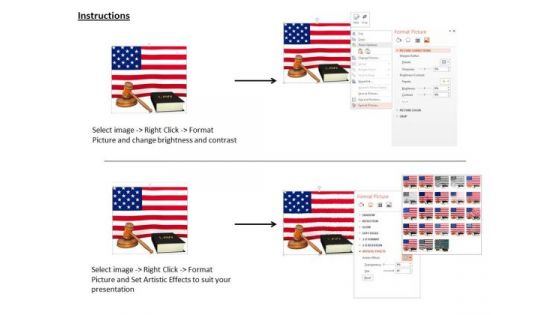 Stock Photo Gavel And Law Book With Us Flag PowerPoint Slide