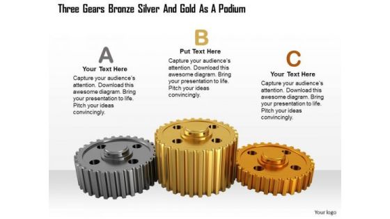 Stock Photo Gears Bronze Silver And Gold As Podium Pwerpoint Slide